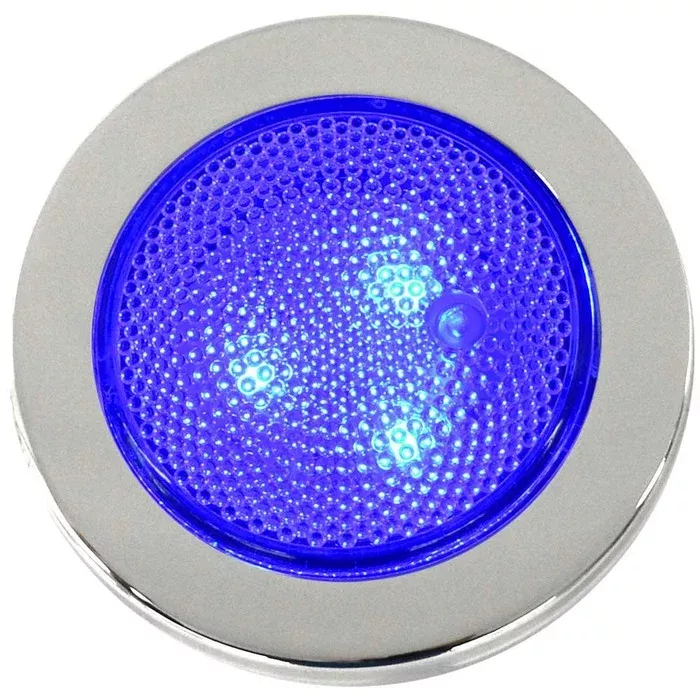 ITC Marine Boat Push Lens Courtesy Light 69331SS-3-BL-SR | SS Blue LED