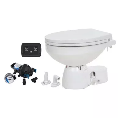 Jabsco Quiet Flush E2 Raw Water Toilet Regular Bowl – 12V – Soft Close Lid