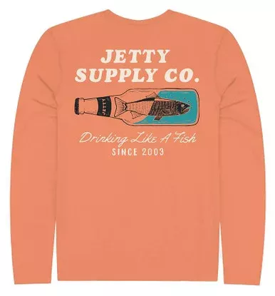Jetty Drinkfish UV Long Sleeve T-Shirt – Coral – 2X-Large
