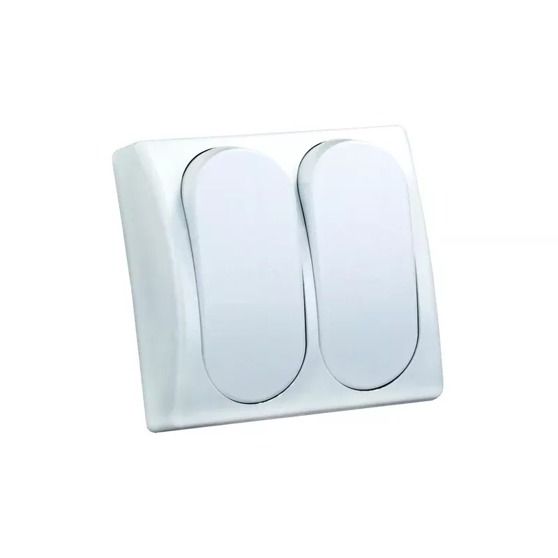 JR Products 13585 White Double Modular On/Off RV Switch with Bezel