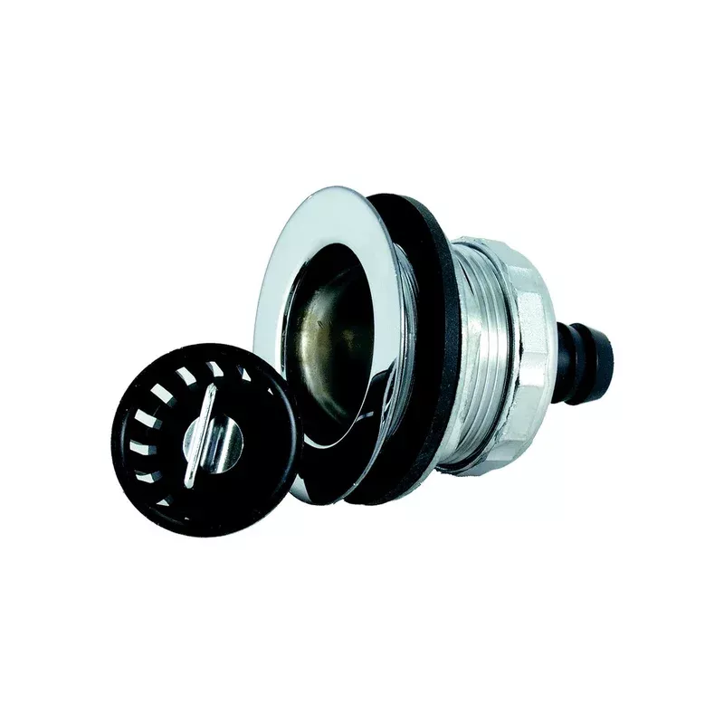JR Products 9490-215-022 RV Sink Strainer with Threaded Basket, Rubber