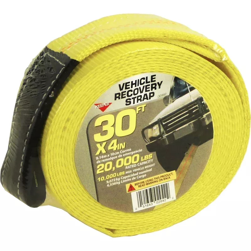 Keeper 02942 Recovery Strap with Ware Guard, 20,000 lb, 4 in W, 30 ft