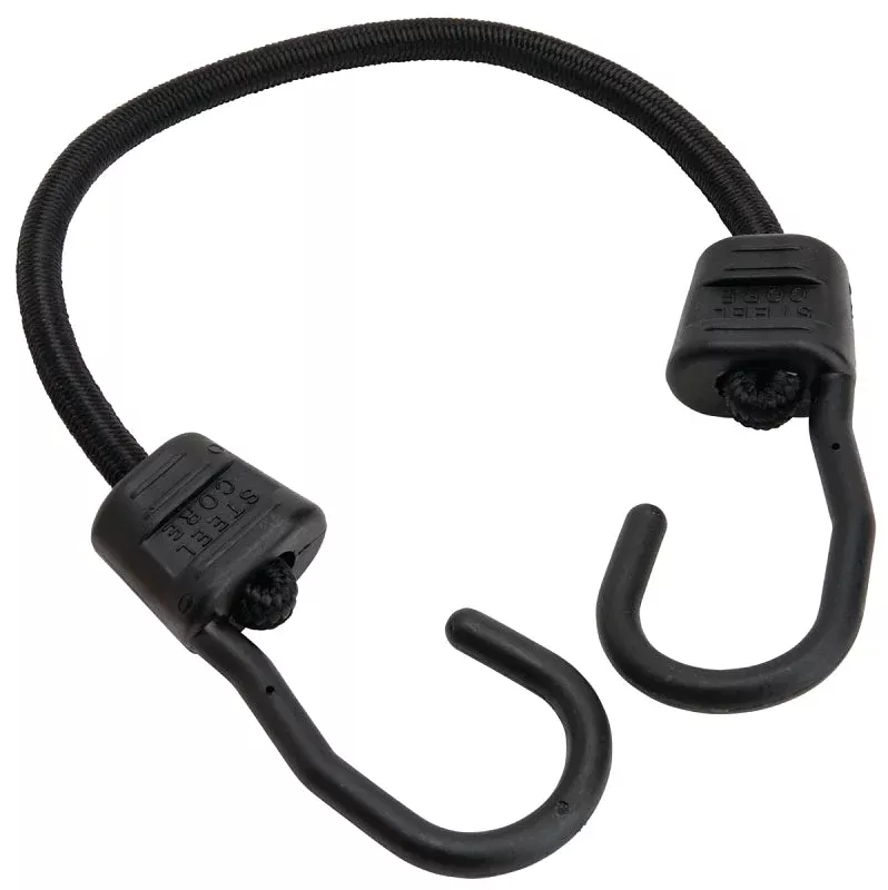 Keeper Ultra Series 06068 Bungee Cord, 18 in L, Rubber, Black, Hook En