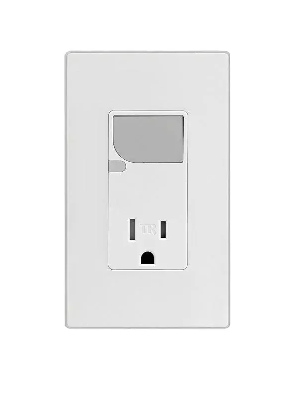 Leviton S04-T6525-00W Receptacle with LED Guide Light, 1 -Pole, 125 V,