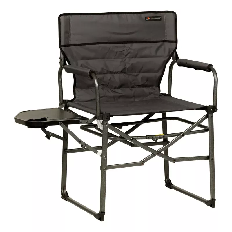 Lippert Scout XL Director Camping Chair w/ Side Table (Dark Grey) (Clearance)