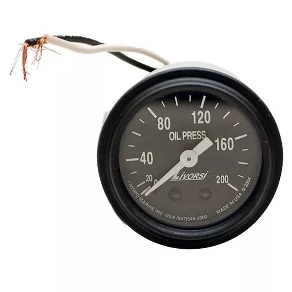 Livorsi Boat Oil Pressure Gauge GMOP200BKBK | 2 Inch Black (Kit)