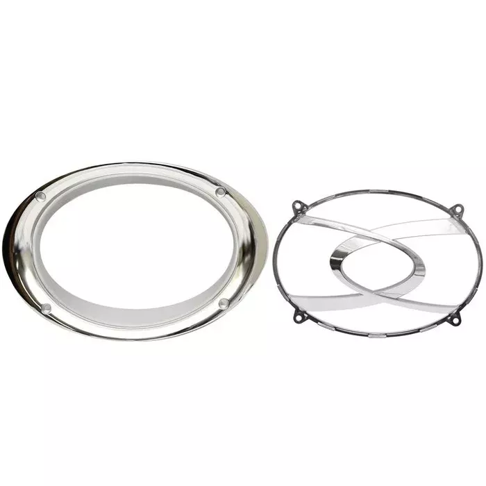 Malibu Boat Speaker Bezel 6169202 | 11 3/4 x 7 3/4 Inch Silver Plastic
