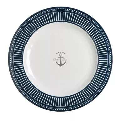 Marine Business Melamine Flat, Round Dinner Plate – SAILOR SOUL – 10″ Set of 6