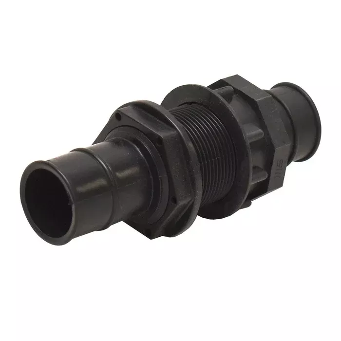 Marine East Boat Bulkhead Adapter | 1 1/2 Inch Black Nylon
