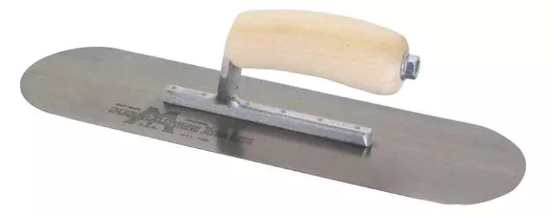 Marshalltown SP10 Pool Trowel, Carbon Steel Blade, Curved Handle, Wood