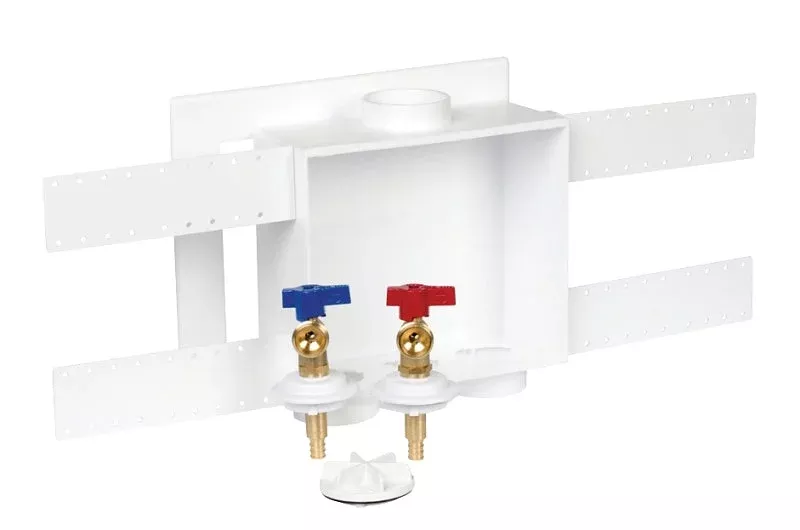 Oatey 38528 Washing Machine Outlet Box, 1/2 in Connection, Brass/Polys