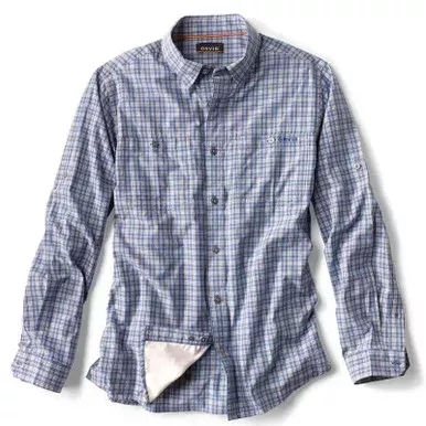 Orvis Plaid Escape Long Sleeve Shirt – River Blue – 2X-Large