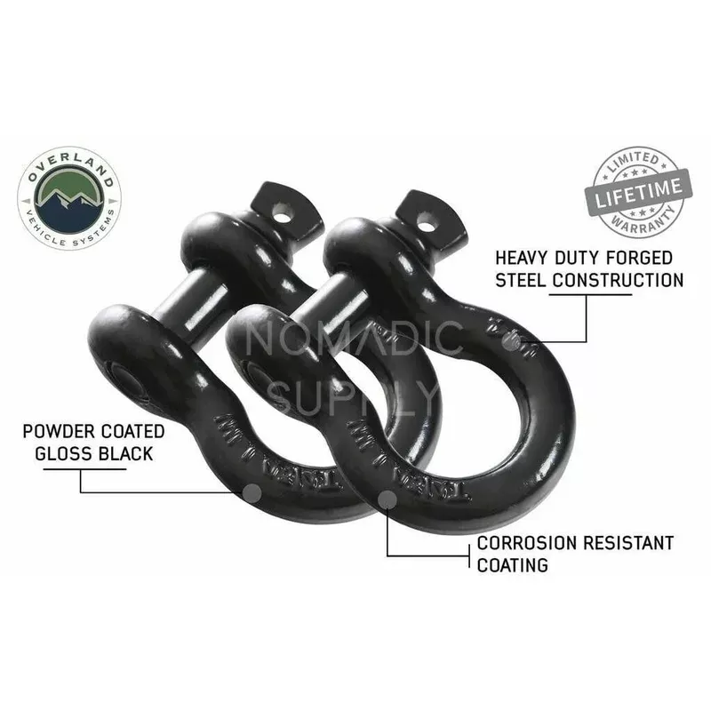 OVS Recovery Shackle 3/4″ 4.75 Ton Black (Set of 2) (19010201)