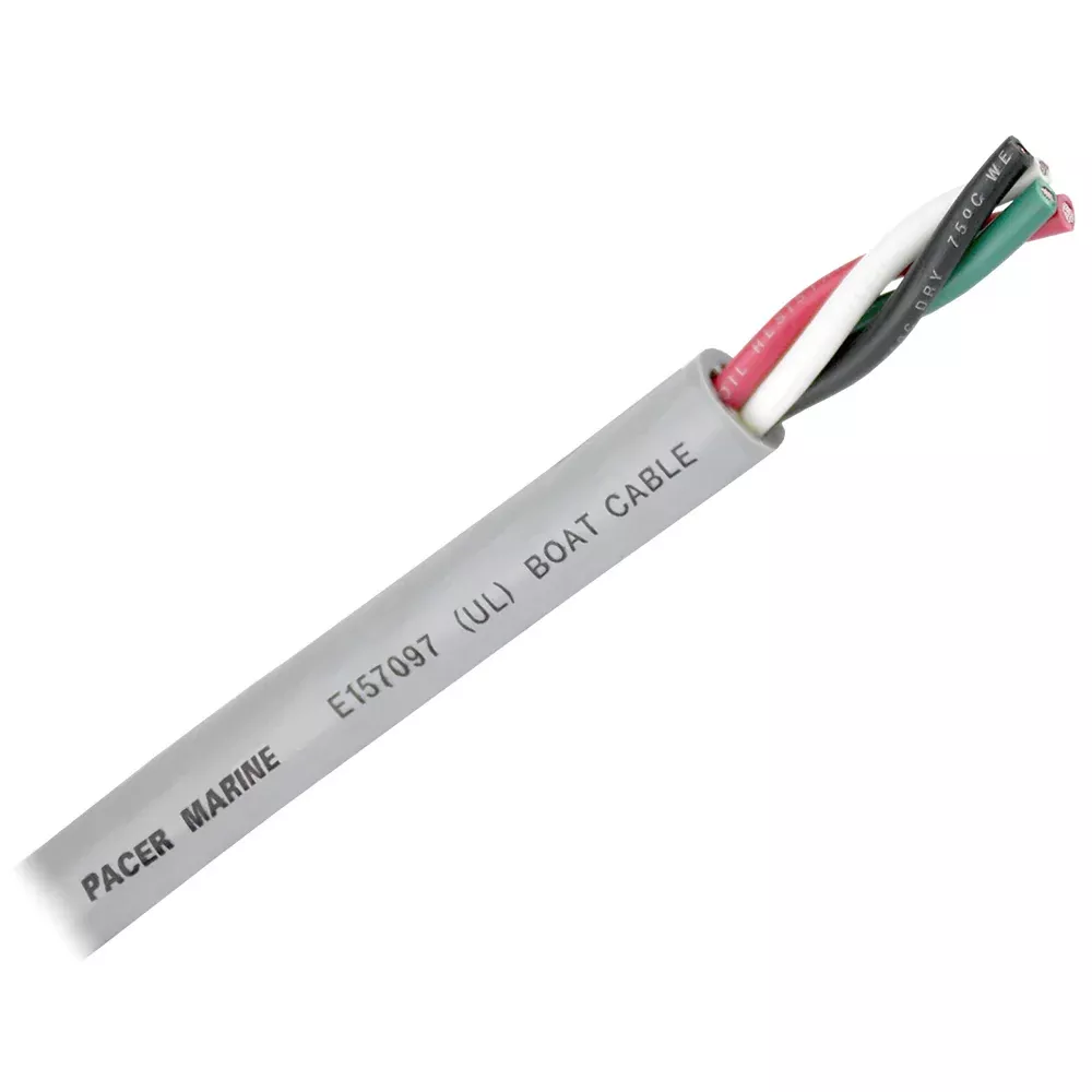 Pacer Round 4 Conductor Cable - 100'Grey Jacket - 8/4 AWG - Black, Red, Green,White [WR8/4G-100]