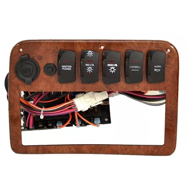 Palm Beach Pontoon Boat Switch Panel | 10 x 7 1/8 Inch w/ Fuse Block
