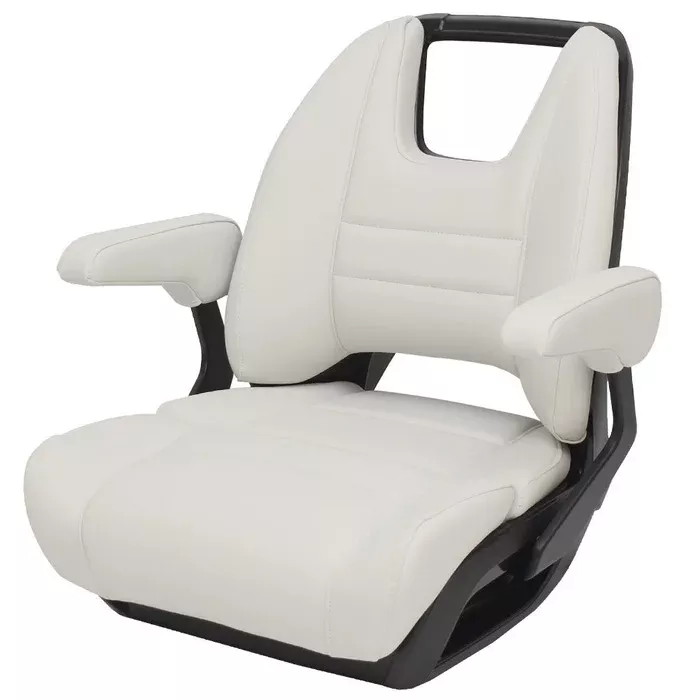 Pontoon Boat Captains Low Back Helm Seat 3039-0025828 | Gray w/Bolster