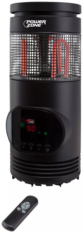 PowerZone HT1167 360 deg Infrared Quartz Tower Heater with Remote Cont