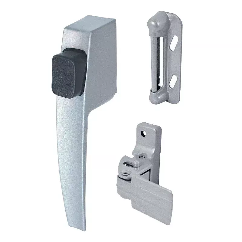 Prime-Line K 5006 Pushbutton Latch, 1-3/4 in Hole Spacing, Aluminum, 5