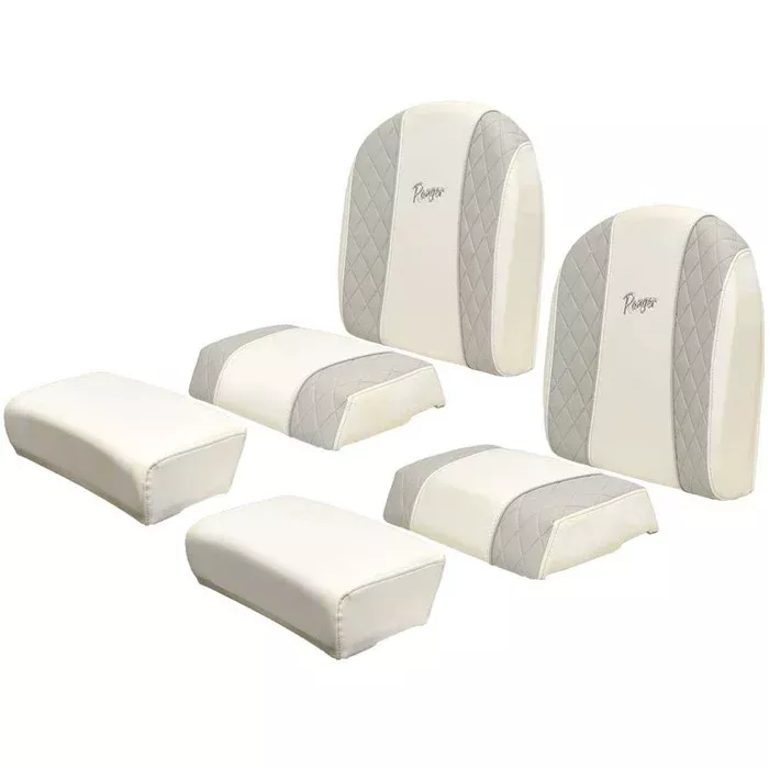 Ranger Boat Leaning Post Seat Cushions | Bay Series White Gray (6 PC)
