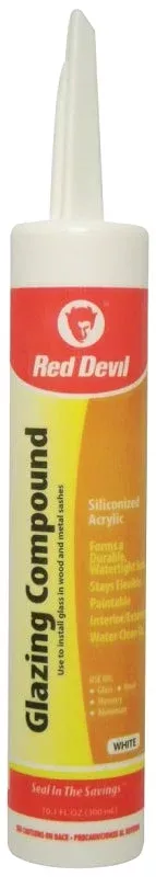 Red Devil 0666 Glazing Compound, Paste, Mild Acrylic, White, 10.1 oz C
