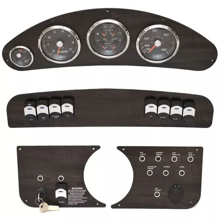 Rinker Boat Dash Panel Kit 2070097 | w/ Faria Gauges Woodgrain (4PC)