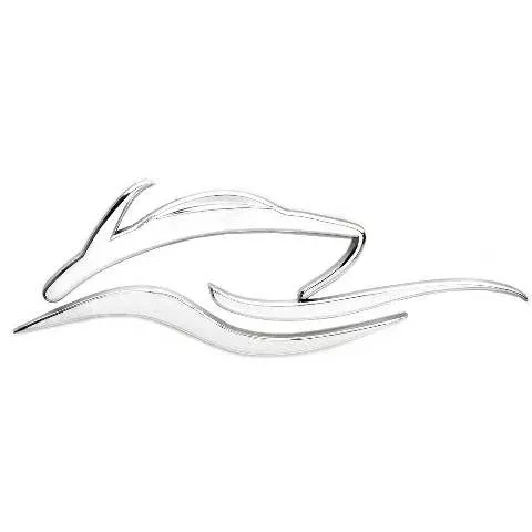 Rinker Raised Boat Emblem Decal 2280868 | 8 3/4 x 3 Silver Plastic