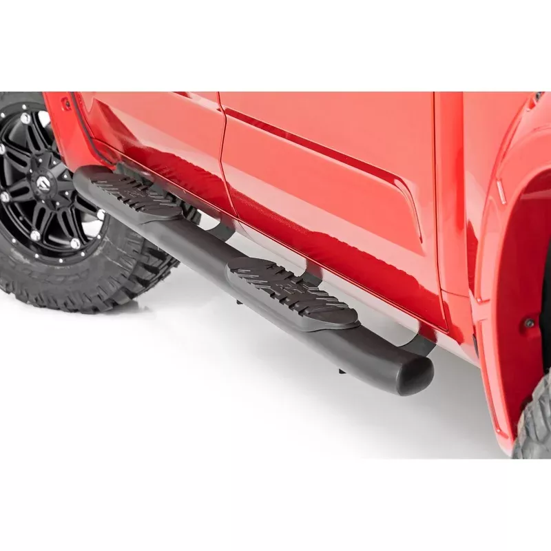 Rough Country Oval Nerf Steps Crew Cab Black for 2022+ Toyota Tundra