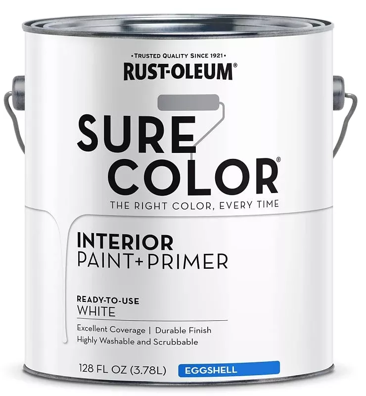 Rust-Oleum Sure Color 380217 Interior Wall Paint, Eggshell, White, 1 g