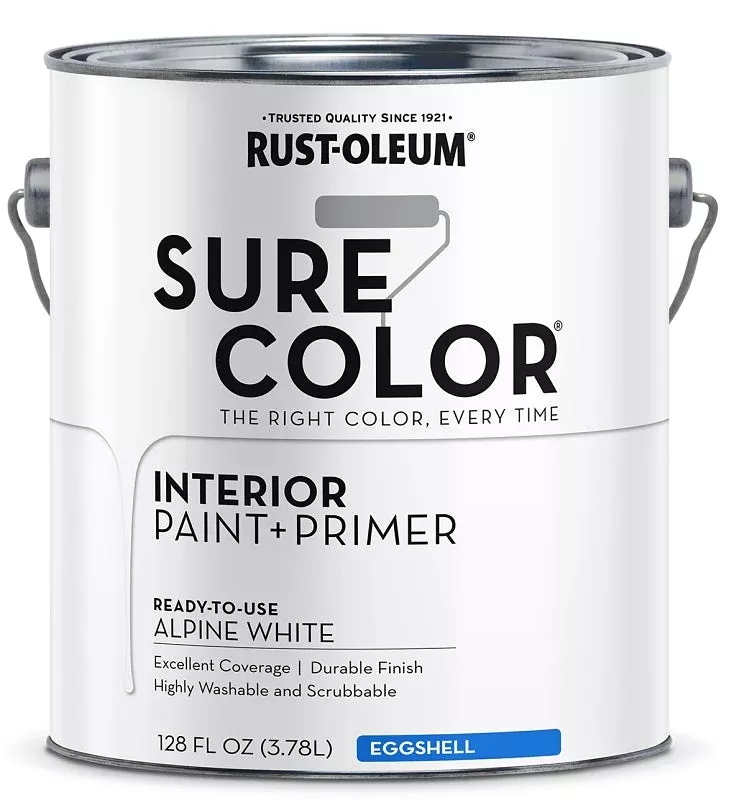 Rust-Oleum Sure Color 380219 Interior Wall Paint, Eggshell, Alpine Whi