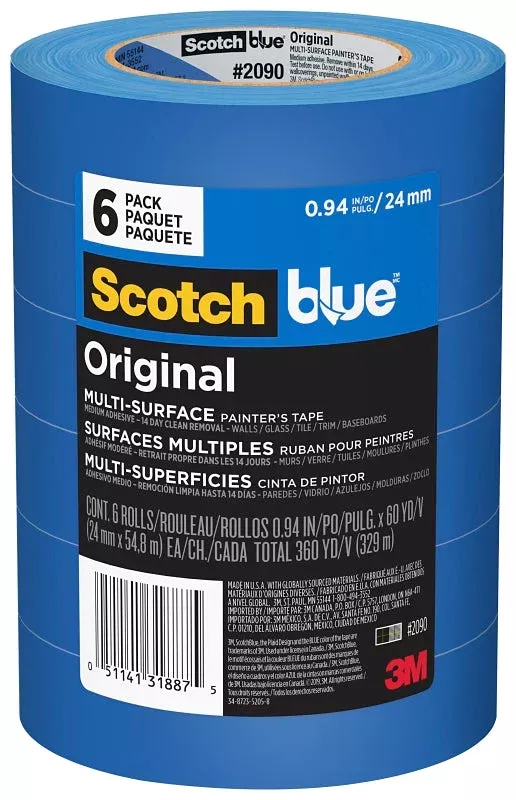 ScotchBlue 2090-24EVP Painter’s Tape, Original Multi-Surface, 60 yd L,