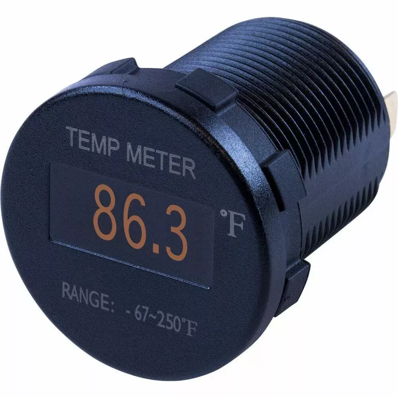 Sea-Dog Round OLED Temperature Meter Fahrenheit w/6′ Lead (421610-1)