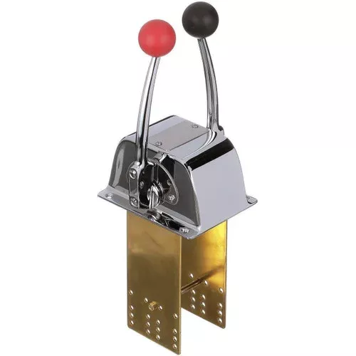 Seachoice Twin Lever Control Chrome-Plated Brass Red and Black Knobs 28401