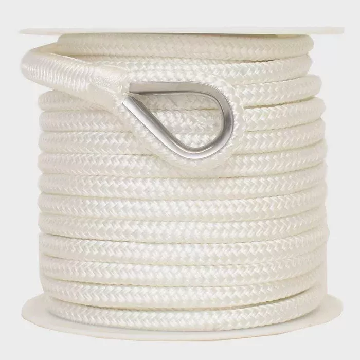SeaGrace Boat Anchor Line | Double Braided 1/2 Inch x 100 FT White
