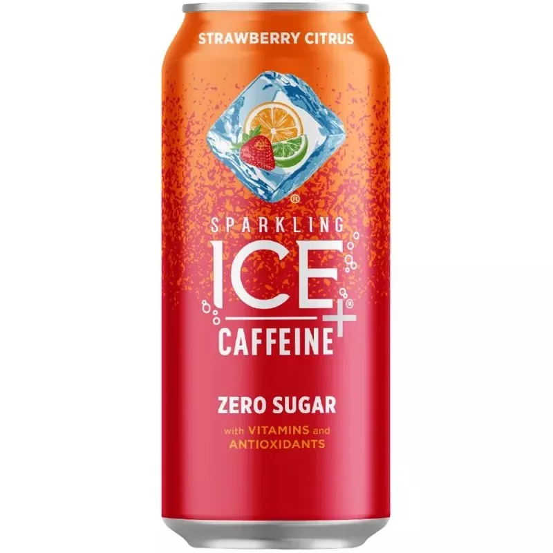 Sparkling Ice 695534 Caffeine Strawberry Citrus Sparkling Water, 16 fl