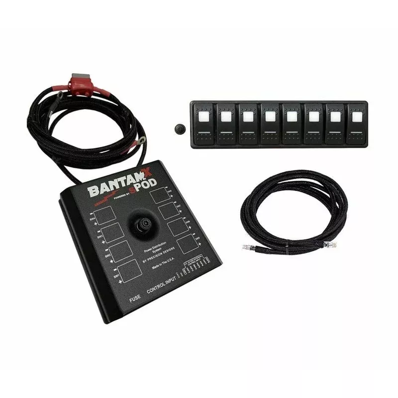 sPOD BantamX Modular 8-Switch Panel w/ Red LED 84″ Battery Cables (BX-MOD-84-R)
