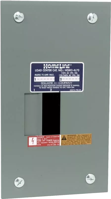 Square D Homeline HOM24L70FCP Load Center, 70 A, 2-Space, 4-Circuit, M