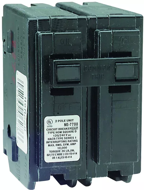 Square D Homeline HOM270CP Mini Circuit Breaker, 70 A, 2-Pole, 120/240