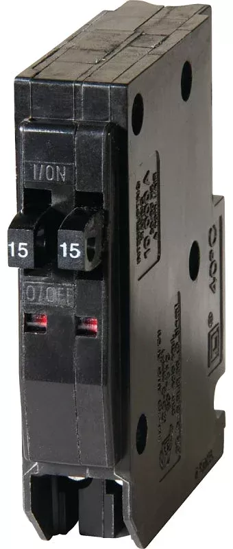 Square D QO QO1515CP Circuit Breaker, Mini, Tandem, 15 A, 1 -Pole, 120