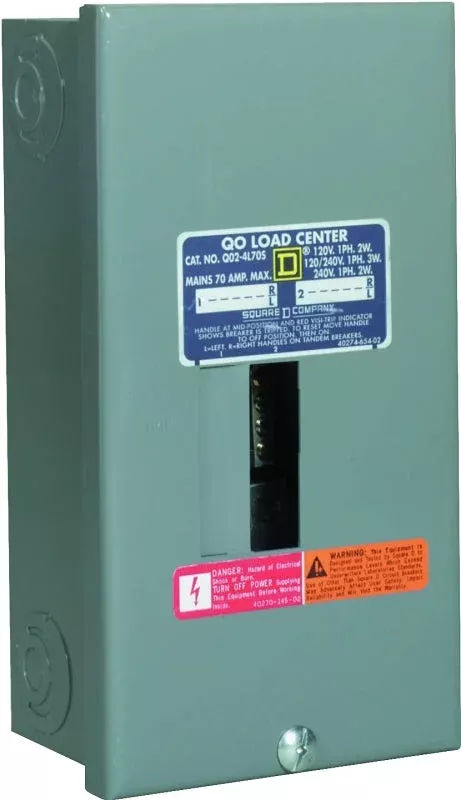 Square D QO QO24L70SCP Load Center, 70 A, 2 -Space, 4 -Circuit, Main L