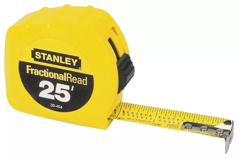 STANLEY 30-454 Measuring Tape, 25 ft L Blade, 1 in W Blade, Steel Blad