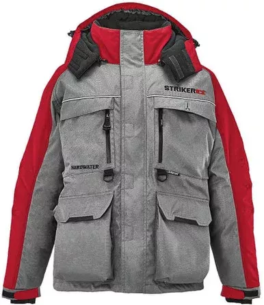 Striker 2023 Hardwater Jacket – Gray/Red – Small