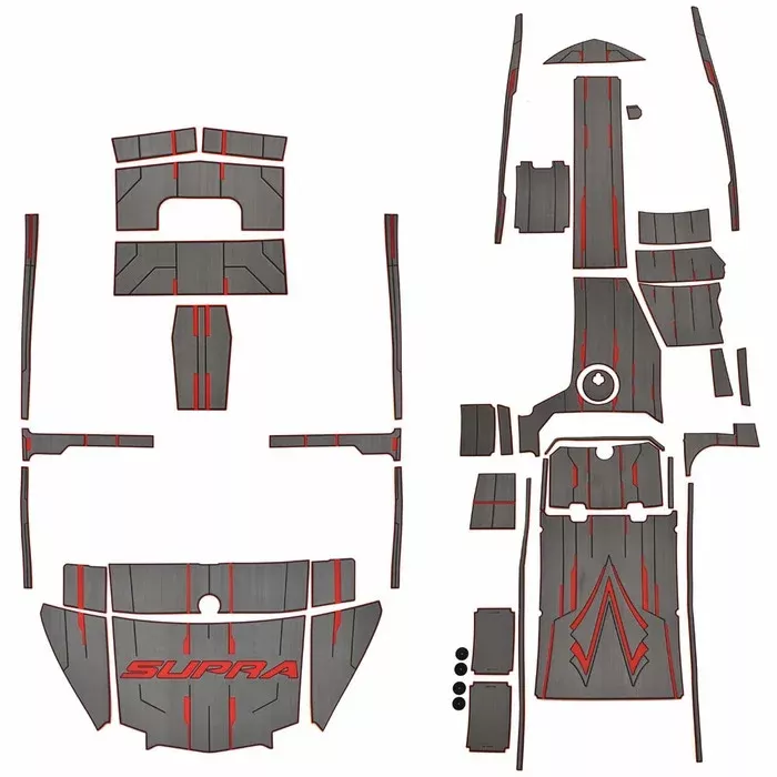 Supra Boat Non-Skid Floor Mat Kit 123116 | SL (SS) Gray Red 2023