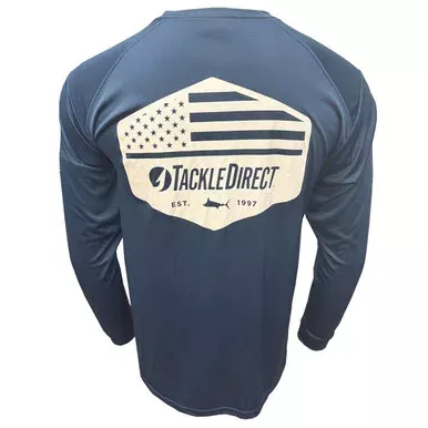 TackleDirect Men’s Performance Long Sleeve Shirt Stars ‘n Stripes Navy Small