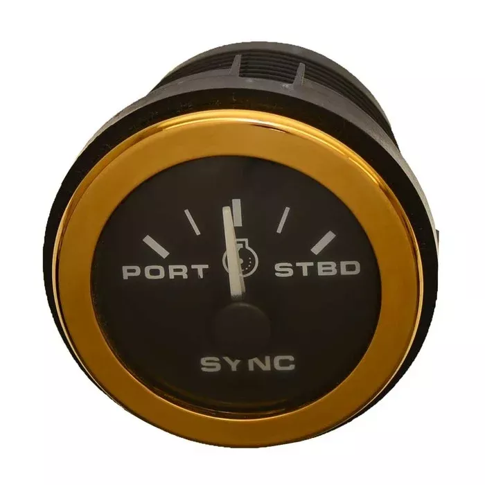 Teleflex Boat Synchronizer Gauge 63754F | 2 Inch Gold Black