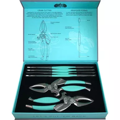 Toadfish Crab/Lobster Tool Set – 2 Shell Cutters & 4 Seafood Forks