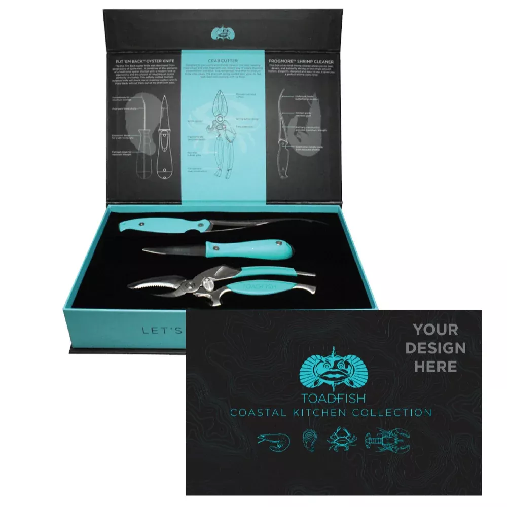 Toadfish Custom Engraved Coastal Kitchen Collection - Oyster Knife, Shrimp CleanerCrab Cutter - Seafood Tools Are NOT Engraved (MINIMUM ORDER QUANTITY OF 25) [TF1011]
