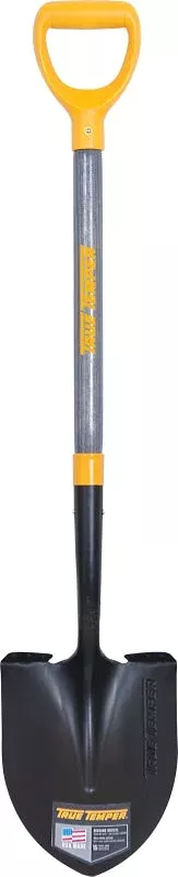 True Temper 2585900 Digging Shovel, 9 in W Blade, Steel Blade, Black B