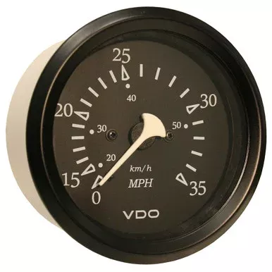 VDO Cockpit Marine 85mm (3-3/8″) 35 MPH Pitot Speedometer – Black Dial/Bezel