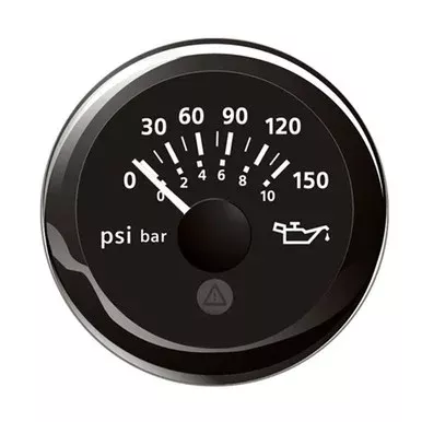 Veratron 52MM (2-1/16″) ViewLine Oil Pressure Indicator 0 to 150 PSI – Black Dial & Round Bezel