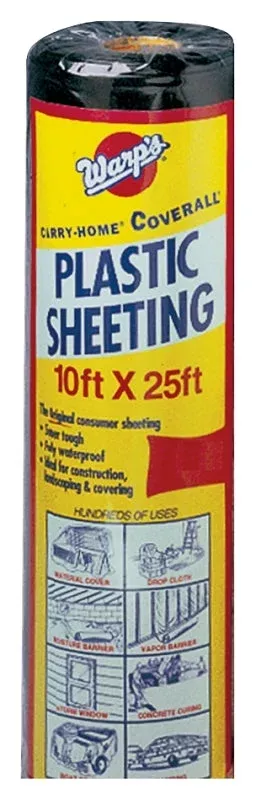 Warp’s 6CH10-B Poly Film, 25 ft L, 10 ft W, 6 mil Thick, Black, Pack o